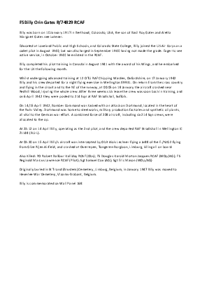 A preview of a PDF biography for Gates, Billy Orin